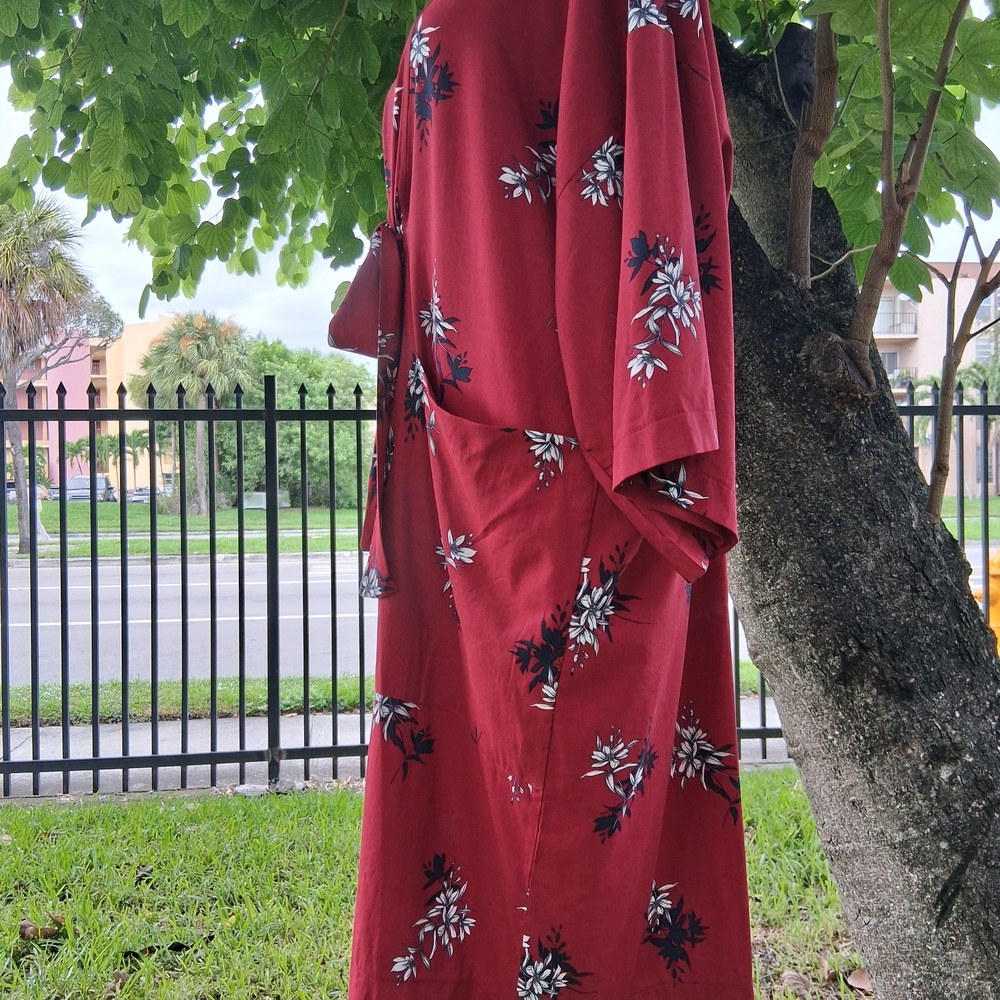 🔥NWT Banana Republic Red Floral KIMONO TUNIC DUSTER One SIZE & FREE GIFT - Picture 5 of 8